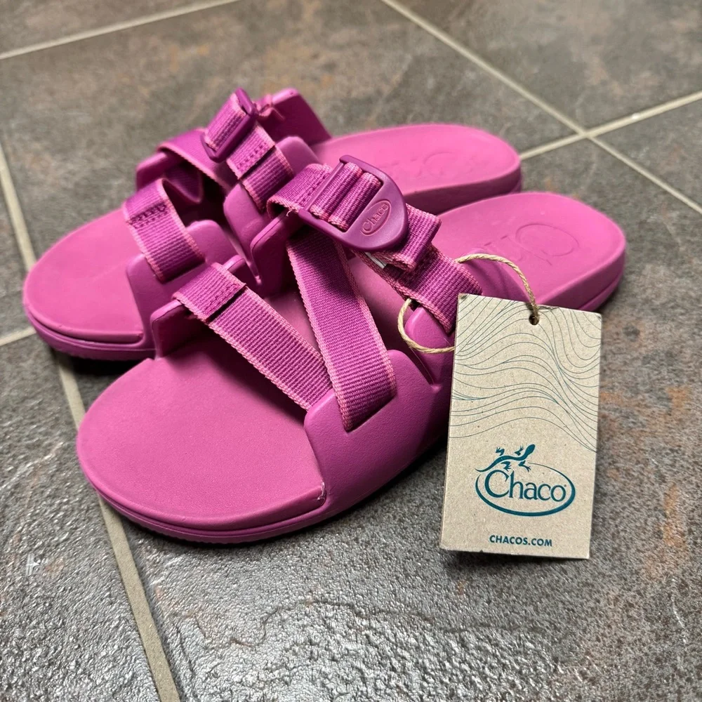NEW Chaco Chillos Slides Kids Buckle Sandals Outskirt Fuchsia Pink 5 NWT